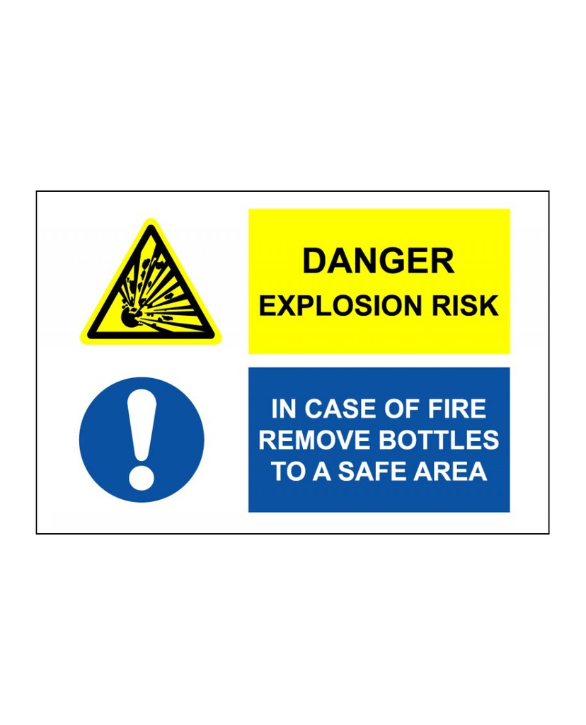 Danger Explosion Risk Remove Bottles | SafetySigns.mu